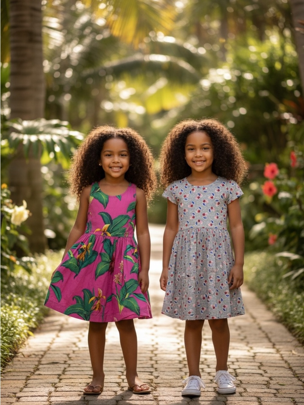 GapKids Pink Tropical Dress (size 6-7) and Epic threads grey cherry dress size 6